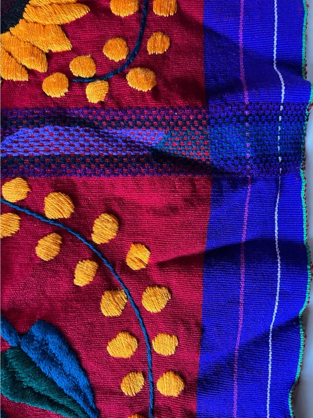 Mexican Handmade Embroidered Table Runner Sun Flowers Calla Lillies Vintage